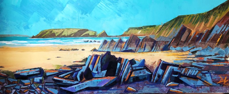 oil painting of freshwater west