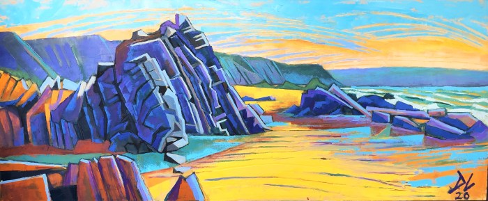 oil painting of marloes sands