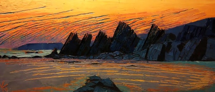 oil painting of marloes sands 