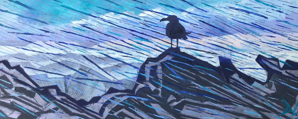 oil painting of freshwater west